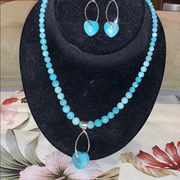 Larimar Set Necklace and Earrings